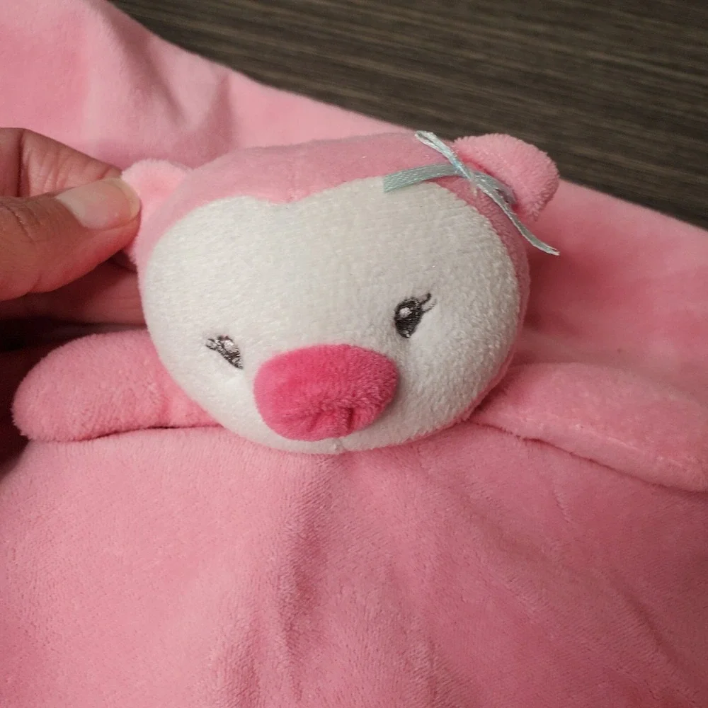 Baby Starters Pink Penquin I Love Mommy Security Blanket Lovey Rattle Satin